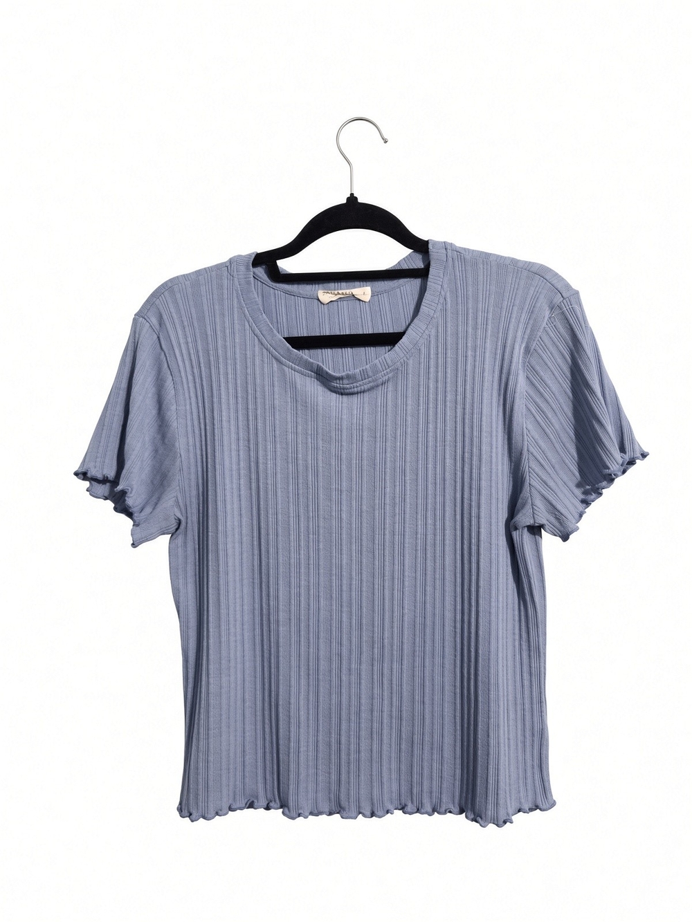 Women's Ribbed Short Sleeve Tee in Dusty Blue
